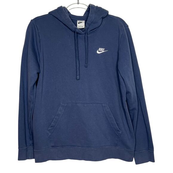 NIKE Sportswear Club Fleece Pullover Hoodie Drawstring Relaxed Fit Blue Mens L - Picture 3 of 8